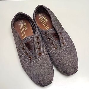 Toms Size W7 Flats Brown with Gold Threads!